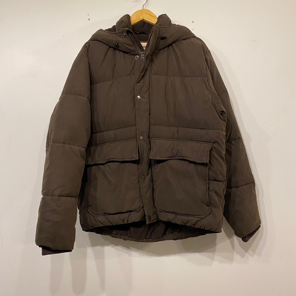 Abercrombie & Fitch Ultra Collection Brown Puffer Jacket Hooded Coat Womens M